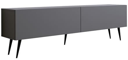 3E 3xE living.com TV-Schrank in Farbe Anthrazit, Schwarze Beine, A: B: 170 cm, H: 52 cm, T: 32 cm,