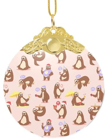 Weihnachtsbaumschmuck aus klarem Glas mit niedlichem Faultier-Druck, für Hochzeit, Party, Dekoration, Weihnachtsgeschenke