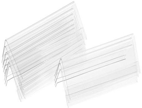 Operitacx 10pcs V-Shape Plastic Name Tent Holders 12x6cm Dual-Sided Desk Sign Stands for Office Meeting Table Seating and Buffet Label Display