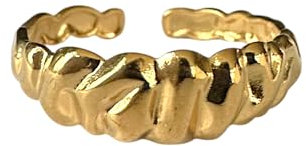 Wasserfester Goldring für Damen aus 18k Edelstahl – Verstellbare Größe & Anlaufsicher, färbt nicht ab, Hautfreundlich und hypoallergen, Schmuck Geschenk für Frauen mit Geschenkbox inklusive