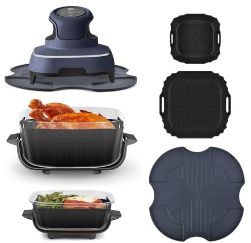 BROTOU Silicone Heat Resistant Mat for Ninja Crispi, Reusable Air Fryer Liners for 4-QT & 6-Cup Container, Compatible with FN101UKSG