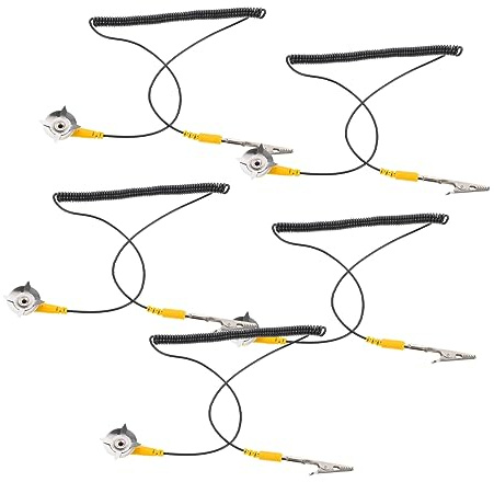 Ciieeo Antistatisches 5 Stück Erdungskabel Mit Krokodilklemme 1,8m Flexibles Esd Erdungsdraht Für Elektronikwartung Und Staubfreie Werkstätten