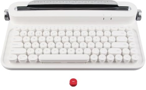 BONKZEBU Teclado Vintage Retro Retro Mecánico Mecánico Mecánico Estilo 86 Teclas Diseño Compacto Portátil con Soporte Integrado para Teléfonos Inteligentes Computadoras Portátiles (#1)