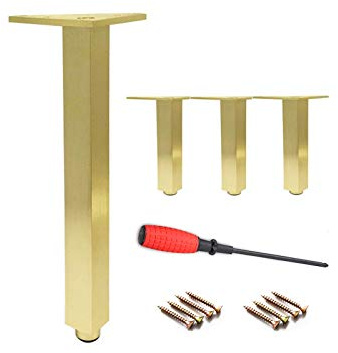 AITEKODVG Einstellbare Metalltisch -Beine Set von 2 Möbelbeinen 45/72 cm Höhe V geformtes Esstisch Beine Gold Finish 30 cm/12 Zoll Länge
