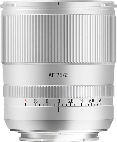 TTARTISAN AF 75mm F2 Vollformat Objektiv L Mount, STM Autofokus Große Blende mit Geklicktem Blendenring Kompatibel mit Panasonic/Lumix/Leica L-Mount Kameras (Silber)