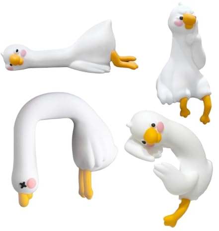 Computer Monitor Decor Set of 4 Mood Boost Computer Monitor Figurine with Adorable Gestures Cute Office Desk Accessories for Women Men, Duck