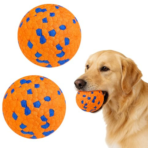 AMFUN 2 Stück Interaktiver Hundeball, Hundespielzeug Ball, Hundeball Unzerstörbar, für Aggressive Kauer, Hunde Ball für Kleine Hunde, Mittelgroße, Große, und Welpen