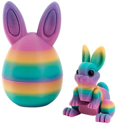 3D-Osterhasen im Ei, Geschenkset mit süßem Hasen & verzaubertem Ei Faszinierende Deko für Ostern, Kinderzimmer & Büro, inspiriert vom Drachenei-Trend (B)