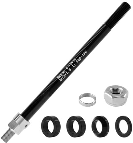 UPRONEX Bicycle Trailer Axle, Bicycle Trailer Thru-Axle Adapter with 4 Spacer Washers, 12MM P1.5 Thru Axles Skewer for Mountain Bike Bicycle Rear Wheel Hubs