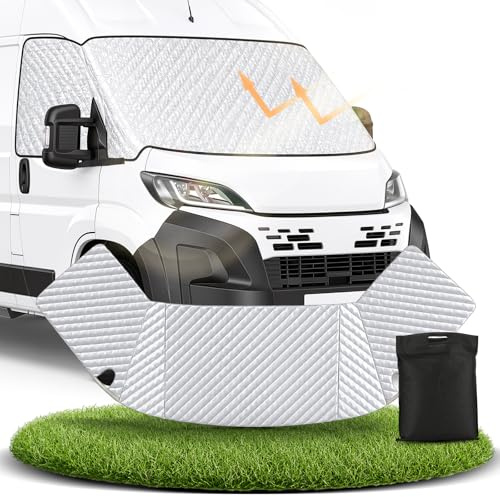 Thermische Fenstermatte Silber Thermische Abdeckung für FIAT Ducato, Citroen Jumper X250/290 von 2006-2025, Wohnmobil Sonnenschutz Frontscheibenabdeckung, Ganzjahresschutz gegen UV, Hitze, Frost