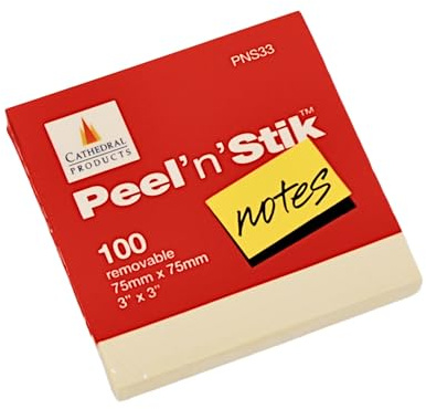 Cathedral Products 76 x 76mm Classic Yellow Sticky Notes - 100 Sheets per Pad