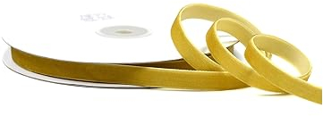 Creativery Samtband 10mm x 10m Rolle - Farbauswahl in 3/6/10/16/22/25/50mm - farbecht & waschbar - Schleifenband zum Nähen - Geschenkband zum Verpacken Dekorieren Basteln - Gold 687