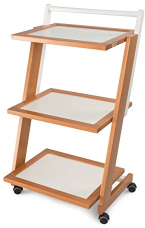 ARREDAMENTIITALIA Servierwagen ZORDAN, Holz - 3 Ablageflächen - Design - Farbe: Kirsche Holz/weiß AR-It il Cuore del Legno