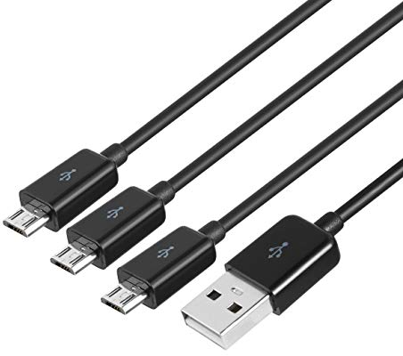 Cable de carga divisor micro USB, 3 en 1 USB 2.0 A macho a tres micro USB macho 1 a 3 cable adaptador de carga de sincronización 1 m