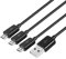 Cable de carga divisor micro USB, 3 en 1 USB 2.0 A macho a tres micro USB macho 1 a 3 cable adaptador de carga de sincronización 1 m