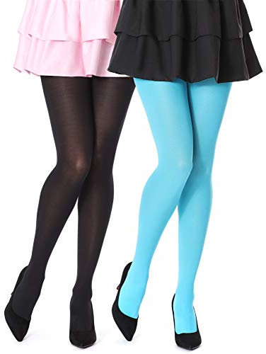 Bellivalini Damen Strumpfhose Mikrofaser 2 Pack 100 DEN BLVFI1003 (Schwarz/Türkis (2Pack), S (Herstellergröße: 2))