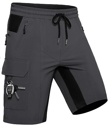 Wespornow Kurze Hose Herren Shorts Sommer mit 5 Taschen Stretch Leichte Cargo Sporthose Arbeitshosen Männer Kurz Wanderhose Bermuda Jogginghose Chino MTB Cargohose Gym Leinen(Grau, 3XL)
