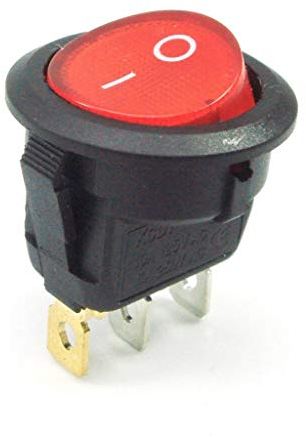 Movilideas 1 runder Kippschalter, rot, beleuchtet, ON/OFF 3-polig, mit Licht, 220 V. Ein-Aus-Kippschalter, SPST, 3-polig, 10 A, 250 V (AC), rot leuchtend