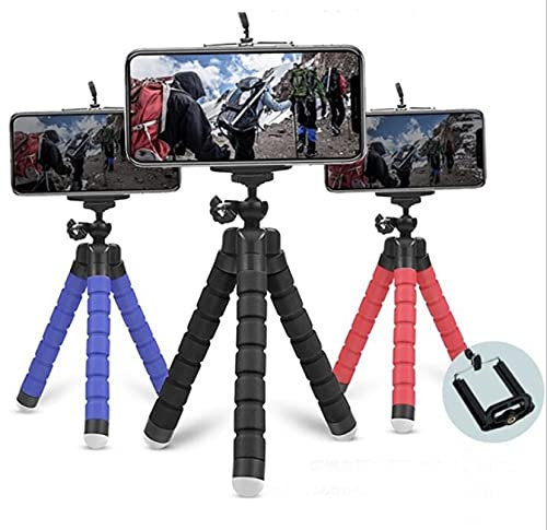Trípode para móvil Flexible de Colores - Trípode Compatible con Gopro, cámara Deportiva y con Accesorio para móvil - Pulpo para movil (Negro)