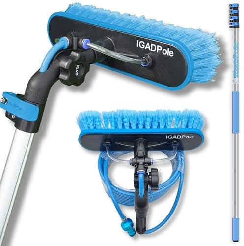 IGADPole 17ft(5m) Extension Pole Kit with Water-fed Brush and Hose, with 4-Stage Telescoping Pole 5-17ft Pole