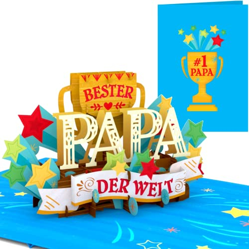 Liebessa 3D Pop Up Karte Bester Papa der Welt, Handgemachte Geburtstagskarte Vater Geburtstag Jubiläum Vatertag Geschenk Geschenkkarte, Glückwunschkarte mit Briefumschlag