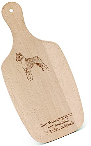 Chopping Board Breakfast Board Engraved German Boxer with Handle 330 x 150 cm Wooden Kitchen Chopping Board