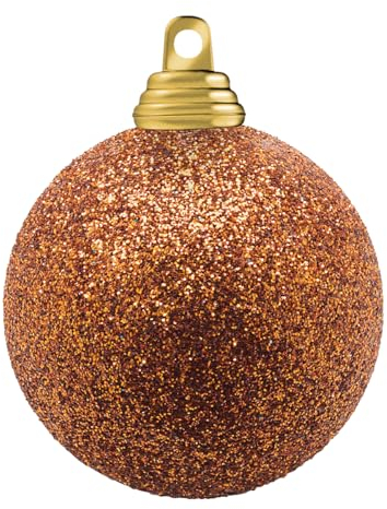 Deco Woerner Glitzer-Weihnachtskugeln in Kupfer aus Kunststoff, 6 cm Ø - 6 Stück