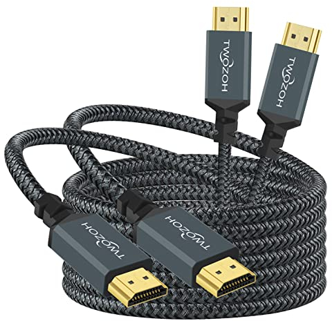 Twozoh 4K HDMI Kabel 5M 2 Stück, Geflochtenes Nylon HDMI auf HDMI Kabel unterstützt 18Gbps 3D/4K@60Hz/2160P/1080P