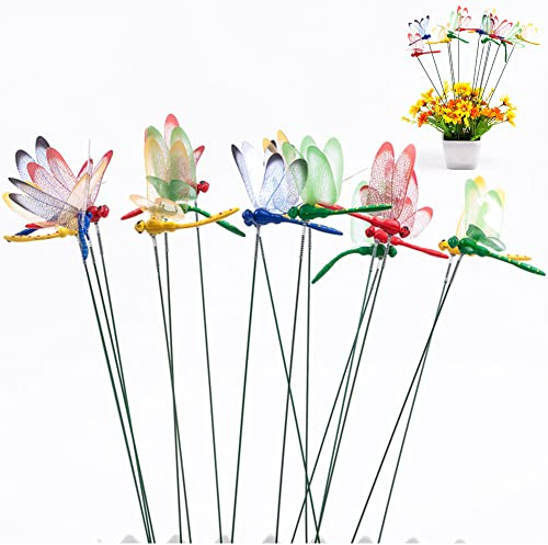 10 Stück Libellen-Gartenstecker, Libellenpfähle für den Außenbereich, Hof, Blumentopf, Bett, Gartendekoration, Hofkunst