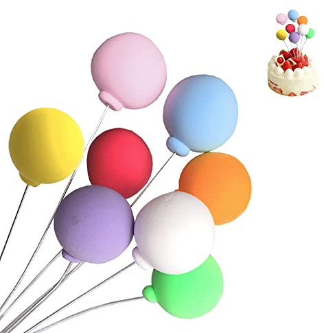 8 Pack Miniature Colorful Balloons Mini Balloon Stick Cake Toppers Cake Decorations for Daily Life Use to Decorate Birthday Cakes Cupcakes