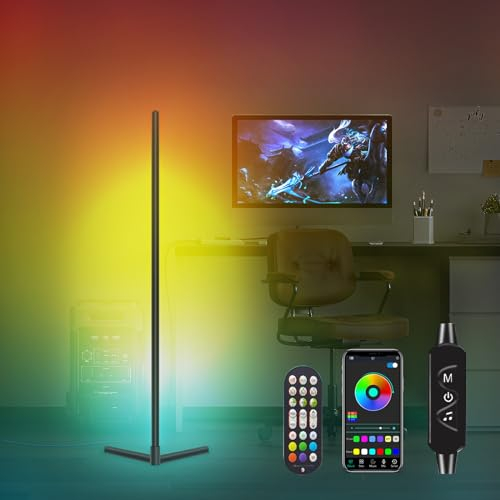 Meiyue LED Stehlampe Wohnzimmer, Farbwechsel Stehlampe RGB Dimmbar mit Fernbedienung und APP, 16 Millionen Farben, Musik Sync, DIY-Modus und Timing Funktion für für Schlafzimmer, Spielzimmer