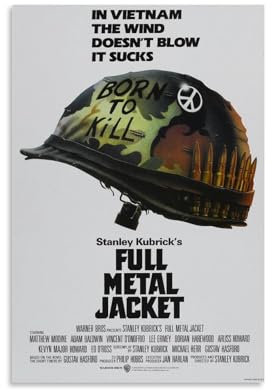Vintage Movie Poster Full Metal Jacket Font Posters for Room Aesthetic 90s Poster Dekorative Malerei Leinwand Wandkunst Wohnzimmer Poster Schlafzimmer Malerei,Wandkunst Bilddruck Moderne Familienzimme