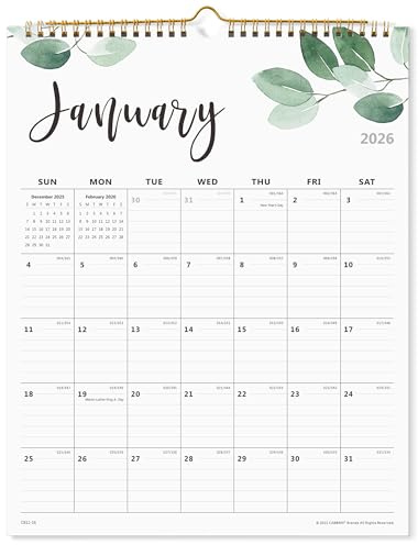 Calendar 2026-2027, Wall Calendar 2026-2027 from Now to June 2027, Perfect for Home Schooling Plan, Daily Blocks with Julian Dates, Premium Monthly for Organizing,15 x 12 Inches