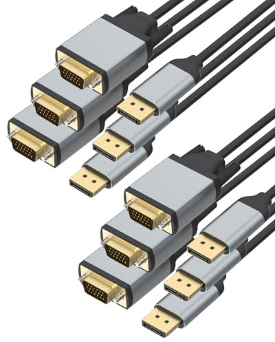 Foboiu DisplayPort to VGA Cables 6 Feet 6 Pack VGA to Displayport Adapter DP to VGA Male to Male Gold-Plated Aluminium for Computer, Monitor, TV, Projector Compatible with Lenovo, Dell, HP, ASUS