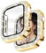 Newlibery Glitzer Diamanten Hülle für Damen, Kompatibel mit Apple Watch 40 mm, Hart PC Bumper Case mit HD Gehärtetes Displayschutz Folie für iWatch Series 4/5/6/SE - Gold 40mm