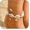 Reaky Lot de 4 bracelets de cheville en coquillage bohème doré à paillettes pour femme