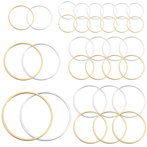 SOFPLATE 1 Box 6 Stile 120 Stück Ohrringe Perlenring Runde Perlenringe Gold Silber Messing Kreis Verbindungsohrringe Perlenring Beschläge Für Schmuckherstellung Zubehör DIY Ohrringe Basteln Dekorativ