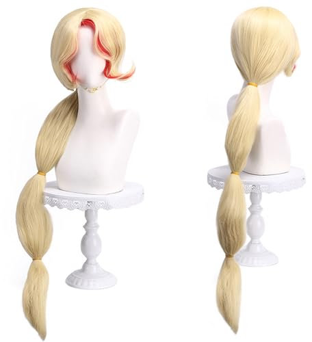 Cosplay Perücke Lang Blond mit Zopf für Frauen Halloween Perücken, Cosplay Con