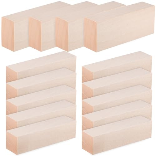 NUOBESTY Basswood Square Dowels 14Pcs Natural Wood Craft Strips 4X1.6X1 Inches Wood Sticks for DIY Projects Furniture Repair and Handcraft Making