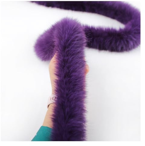 Rockreyoa Kunstfell Bordüre Flauschig Kunstpelzband Kunstfell Band Plüsch Trim Stoff Bordüre Handarbeit Material für Hausschuhe Kostüme Basteln Mäntel Geschenkdekoration Lila 2m