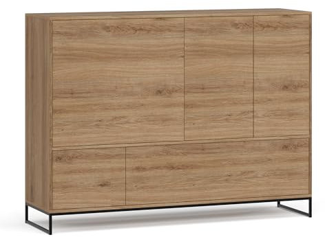 Albello Kommode Livia Schlafzimmer Kommode mit Schubladen Modernes Sideboard Kommode Holzwerkstoff Kommode Eiche Wildeiche Braun 160 x 45 x 120 cm