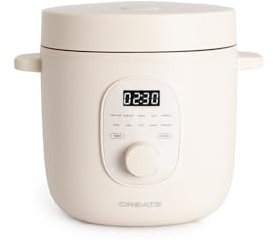 CREATE/RICE COOKER/Arrocera eléctrica multifunción 1,2L blanco roto/Programable hasta 24h, con cesta vaporera, prepara tartas, guisos o sopas, función de mantener el calor, 300W