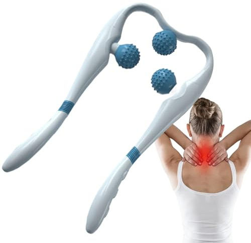 Rouleau de massage de la nuque - Outil de massage électrique - Massage du cou de l'utérus - Rouleau de massage manuel - Pour le cou et les épaules - Avec 3 boules, point de pression - Pour les