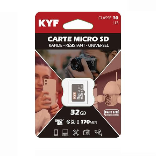 KYF Carte Micro SD 32 Go, Classe 10 U3, Compatible Smartphones et Tablettes