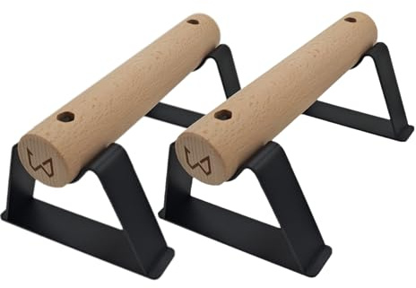 Calisthenics Parallettes aus Holz – Parallettes mit rutschfester Basis aus Stahl | Push Up Bars für Training zu Hause oder im Freien | Griffe aus Buchenholz – Antlettes