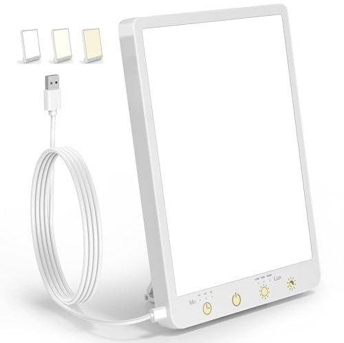 BRAND SET SAD Lamp 10,000 Lux Light Therapy Lamp ・Full Spectrum Daylight Sun Lamp with 3 Colour Temperatures, Timer & Memory Function, Portable Touch Control Lamp for Home, Office & Travel