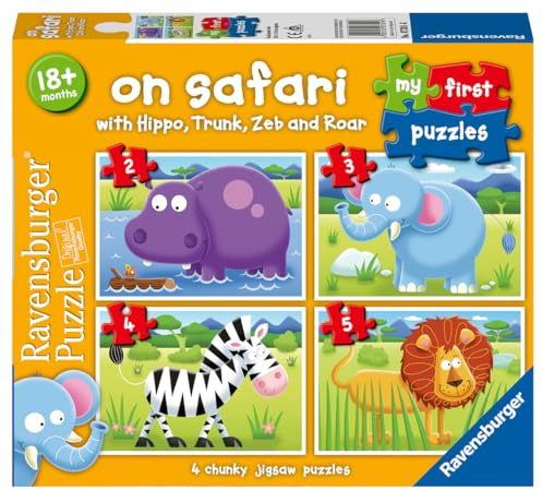 Ravensburger On Safari My First Jigsaw Puzzles (2, 3, 4 and 5 Piece) Educational Toys for Toddlers Age 18 Months and Up