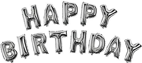 TRIXES Silber HAPPY BIRTHDAY Buchstaben Ballons - Luftballons