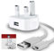 3 Pin UK USB Mains Charger Adapter 1000 mAh / 1 AMPwith USB 2.0 Micro USB Sync and Charge Cable 1 Meter compatible with Alba 5 Inch 3G Mobile Phone - WHITE