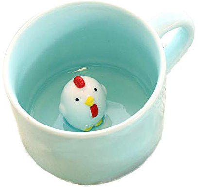 ZaH 3D Mug Animal Inside Cup Cartoon Ceramics Figurine Teacup Christmas Birthday Gift for Boys Girls Kids Women Men Coffee Mug (Chic)